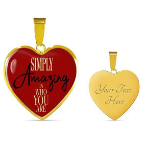You Are Simply Amazing Necklace Personalized Engraved Gold Heart Necklace Custo